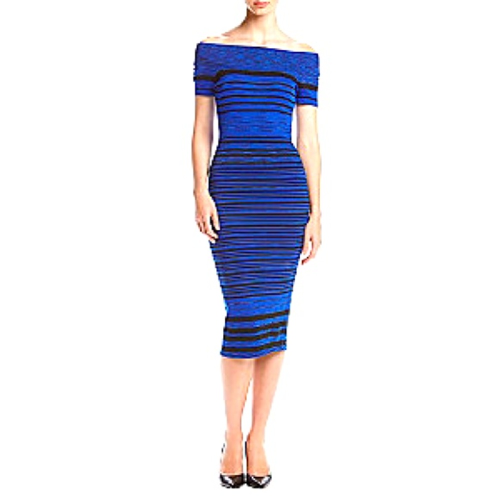 Blue Black Stripe XOXO Midi Dress Size Large